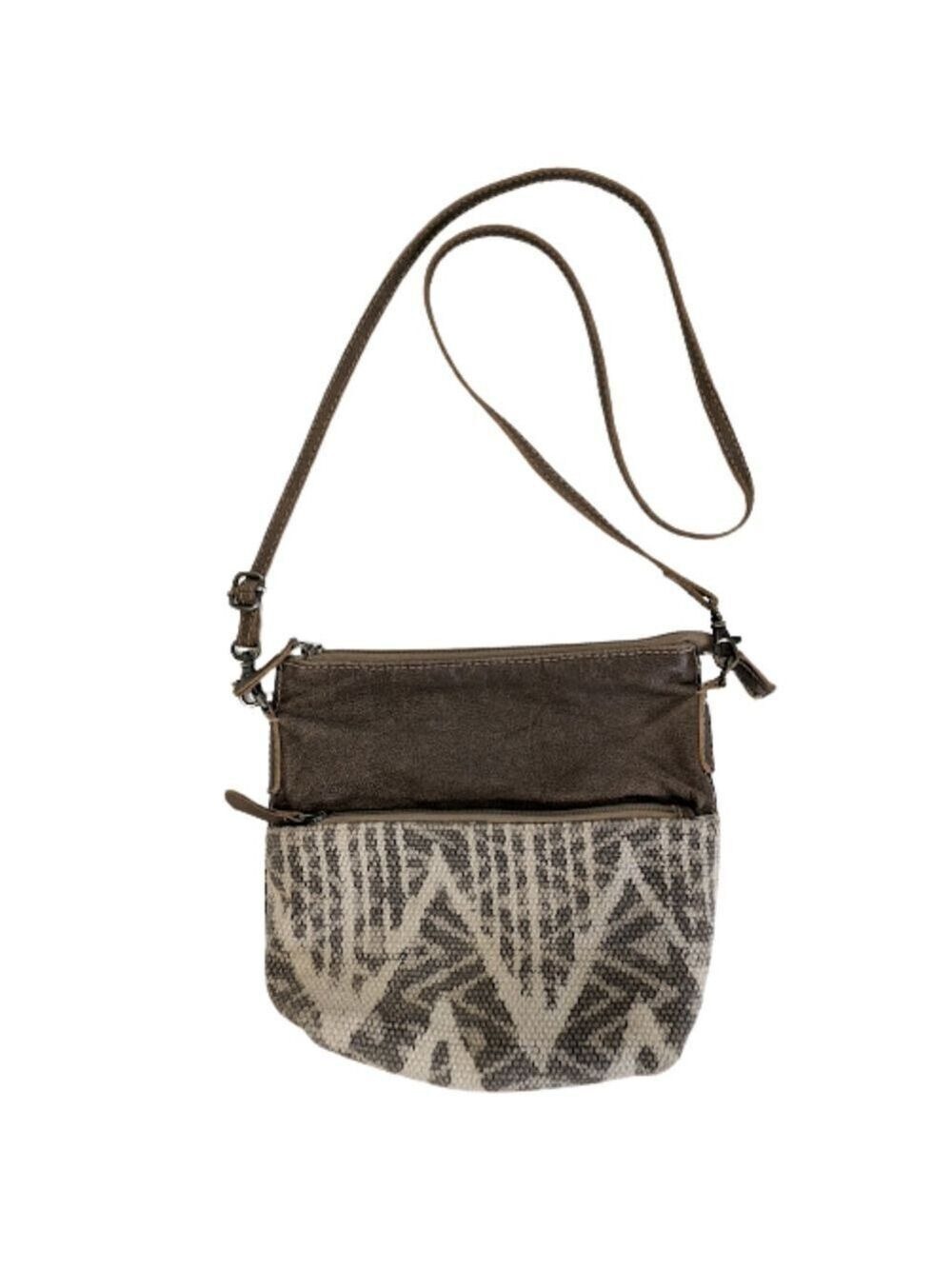 Myra Bag Leather Crossbody Boho Western Boutique Purse Woven Aztec Shoulder Bag